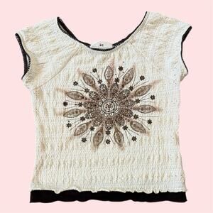 Vintage IZ Byer California Boho Sequined Crop Top Size XS